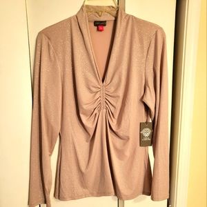 Vince Camuto Long Sleeve Sparkly V-Neck Shirt NWT